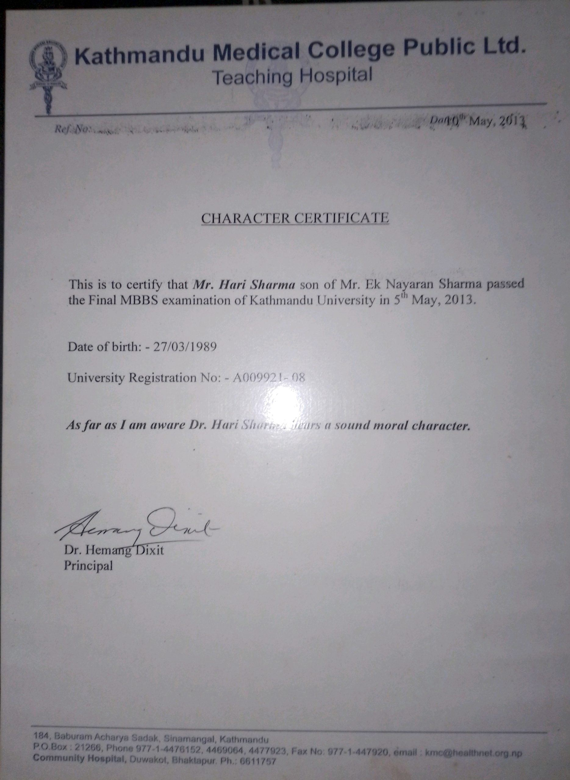 MBBS from Kathmandu Medical College