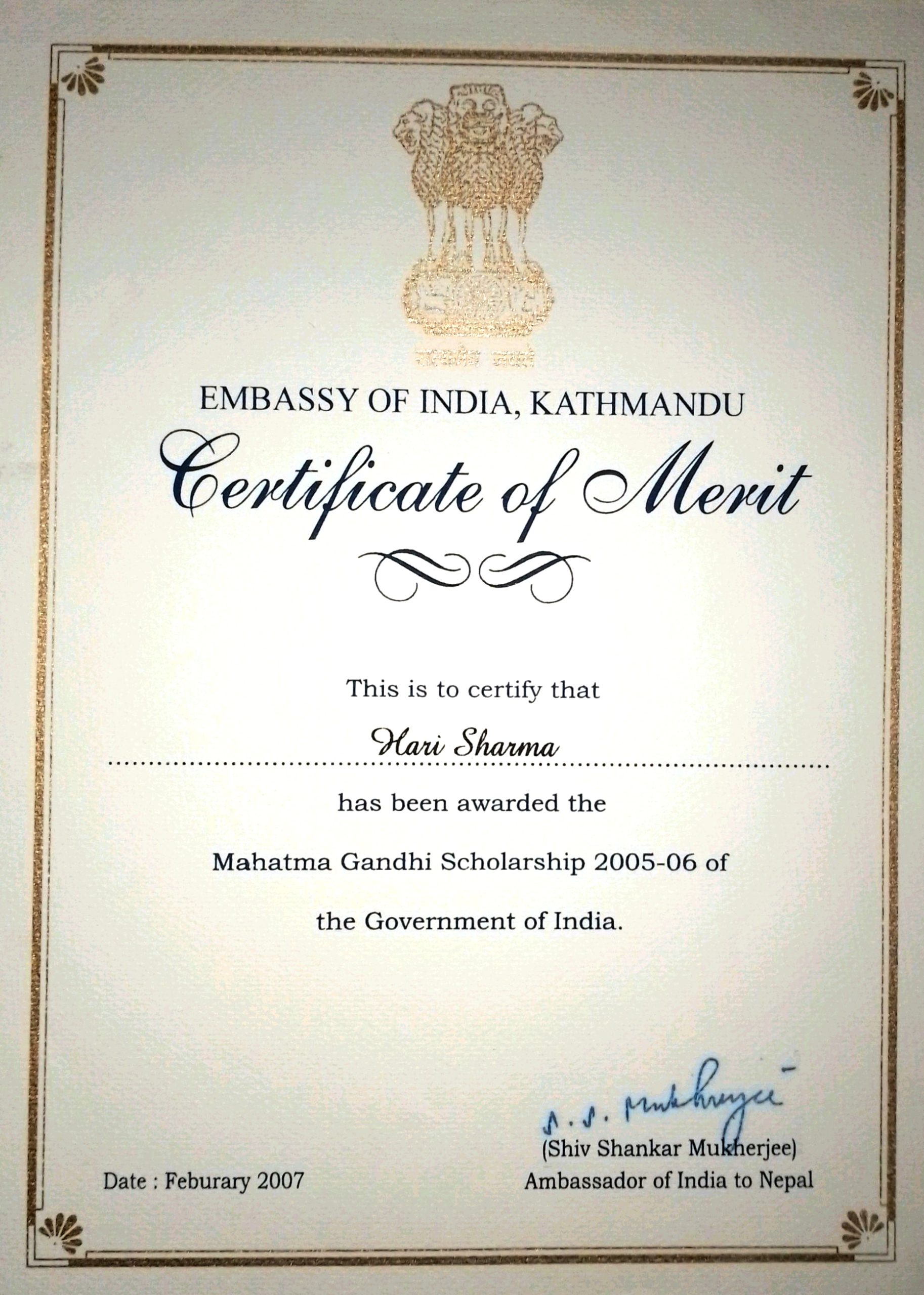 Mahatma Gandhi Scholarship by Indian Embassy